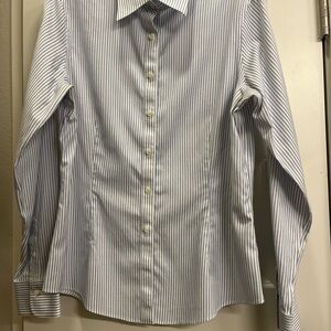 Brooks Brothers Fitted Non-iron shirt Sz 12, blue/white stripes, slightly worn